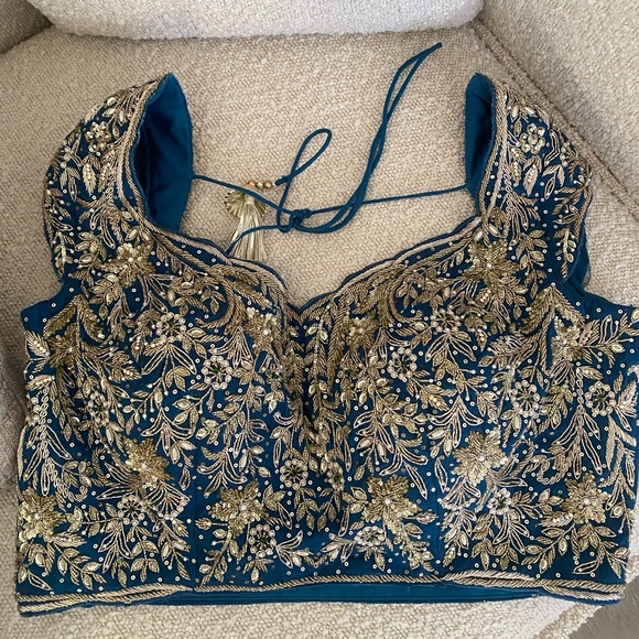 Teal lehenga - Picture 2 of 5